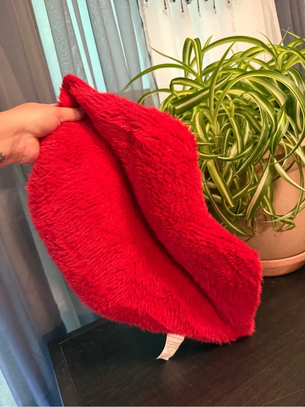 Red Plush Lip Pillow Decorative Accent